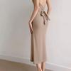 Summer Backless Slimming Bandage Waist Sleeveless Dress for Women
