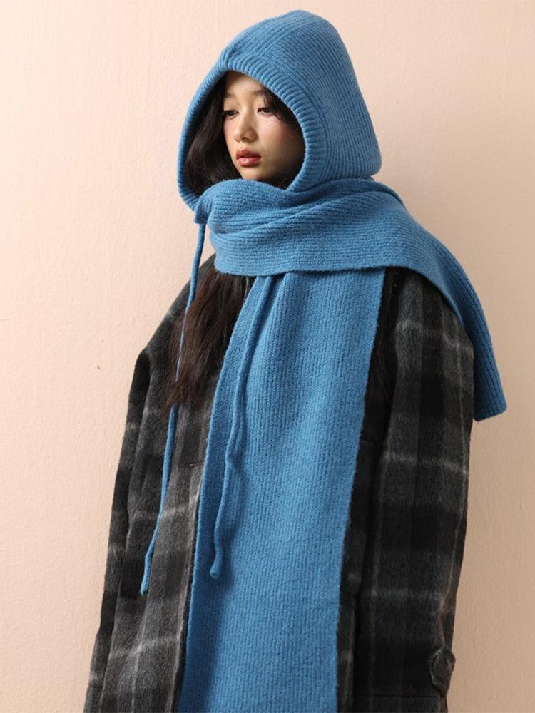 

Fashion Korean Balaclava Bonnet Beanies Hat Scarf Thick Knitted Warm Retro Neck Protection Winter Accessories Knitted Hat