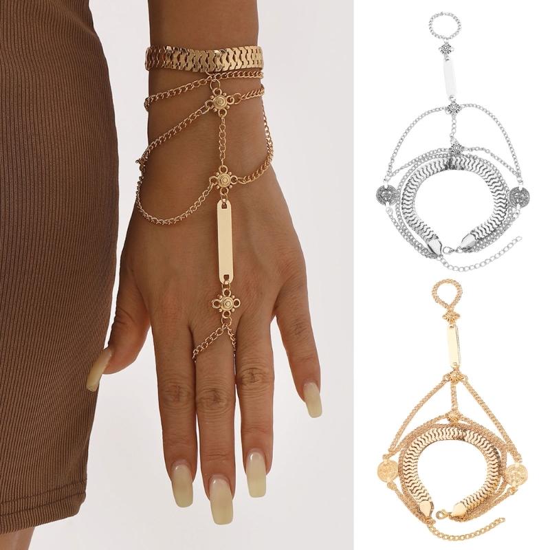 Multilayer Finger Linked Minimalist Bracelet Women Hand Chain Elegant Stackable Jewelry Suitable for Daily Party Wear