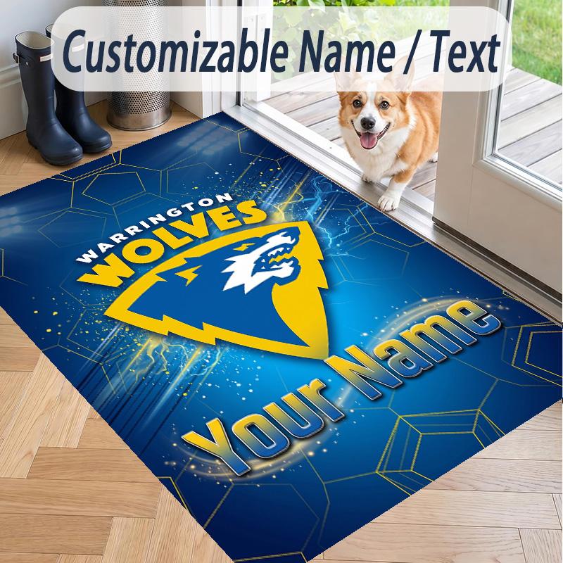 Custom Text Printed Rug Warrington Wolves FC Non Slip Floor Carpet For Home Room Decor