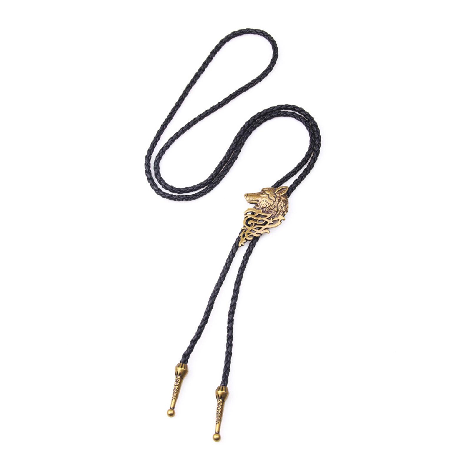 

Elegant Black Bolo Tie with Wolf Pendant Cowboy Wolf Necktie Western Necklace Cool Bola-Tie Western Cowboy Costume 1
