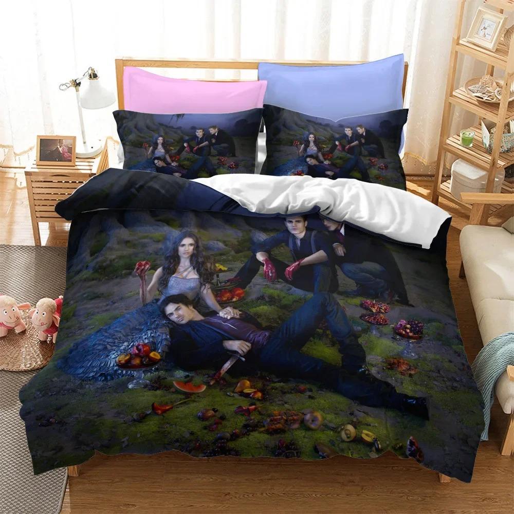 3D Printed The Vampire Diaries Bedding Set 3D Printed Suitable for Bedroom Duvet Cover Set With Pillowcases Kids Home Textile