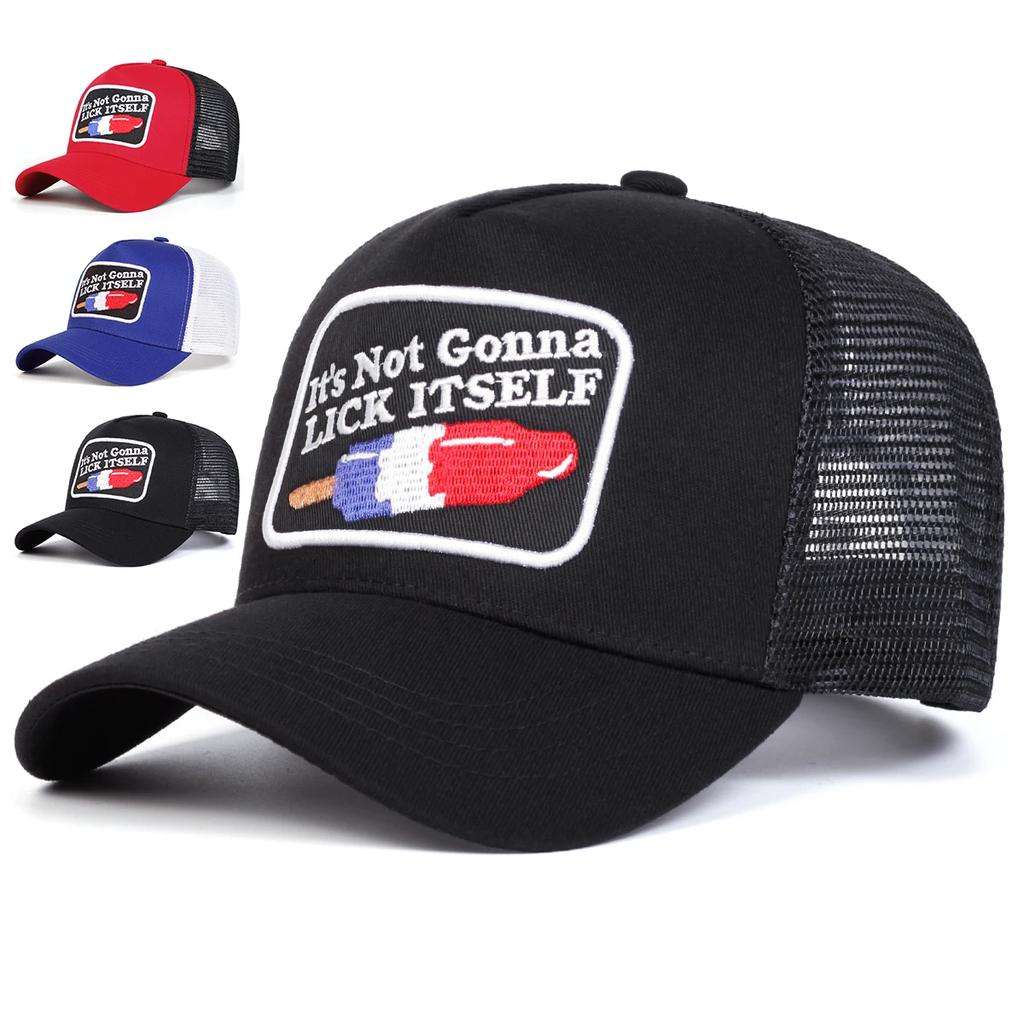 Net Baseball Stitching Stitched Embroidered Alphabet Itself Lick Neutral Gender Women Men For Caps Spring Summer Outdoor Sunscreen Hat Adjustable