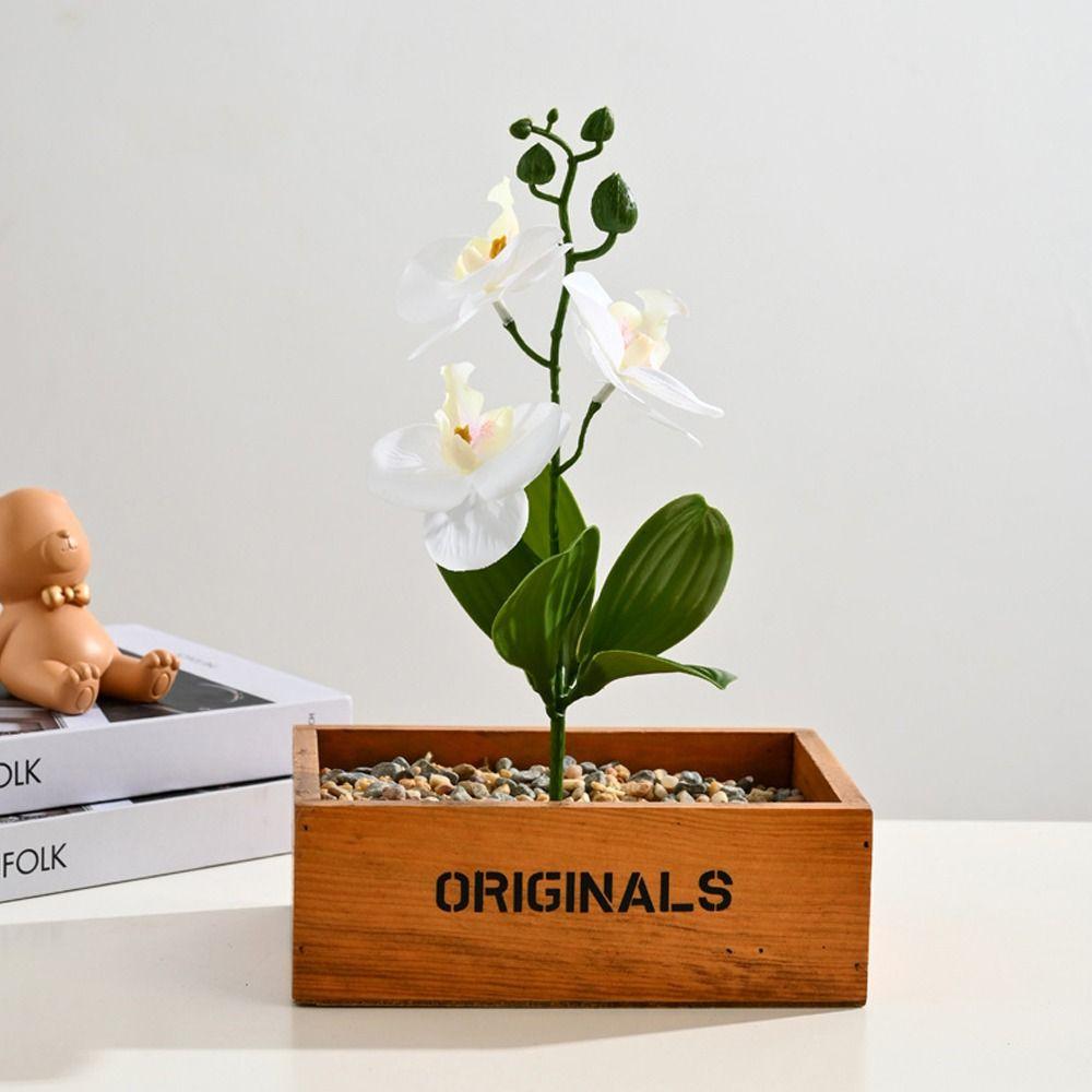 3 Heads Artificial Orchid Flower Advanced Fake Phalaenopsis Bonsai  Party Decor