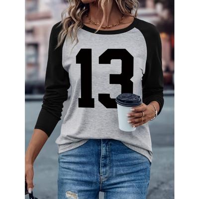 Ladies' Casual Long Sleeved T-shirt, Spring and Autumn Round Neck Top