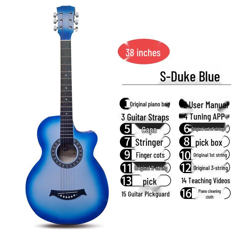 38/41-Inch Beginner Folk Guitar for Boys, Girls, and Students – Entry-Level Wooden Musical Instrument