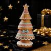 Mini Gingerbread Christmas Tree Ornament Miniature Xmas Tree Resin Statue Figurine Home Office Holiday Party Tabletop Decoration