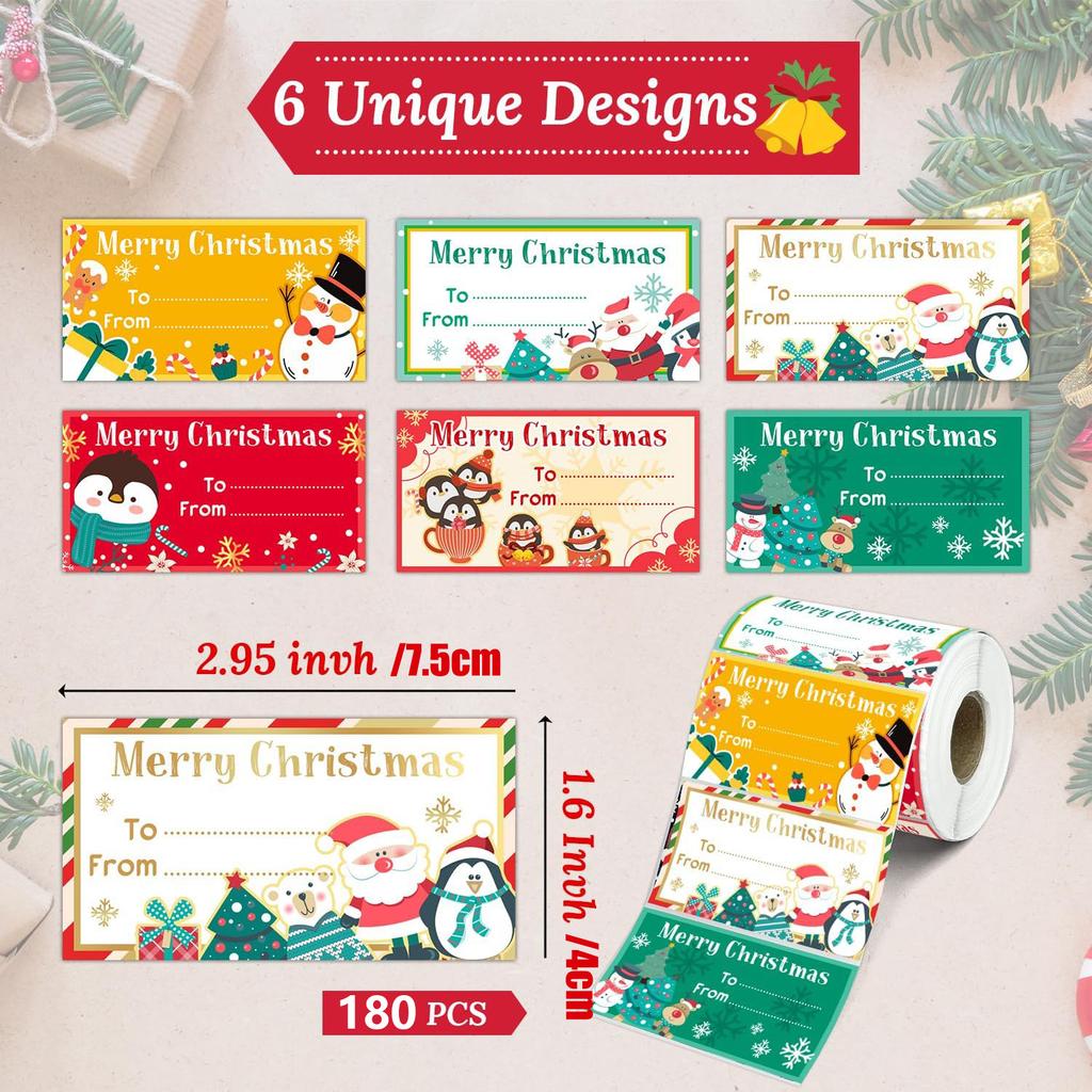 1roll Christmas Tag Stickers,Merry Christmas Tags And Labels,Name Labels for Christmas Decorations,Jewelry Display And Packaging