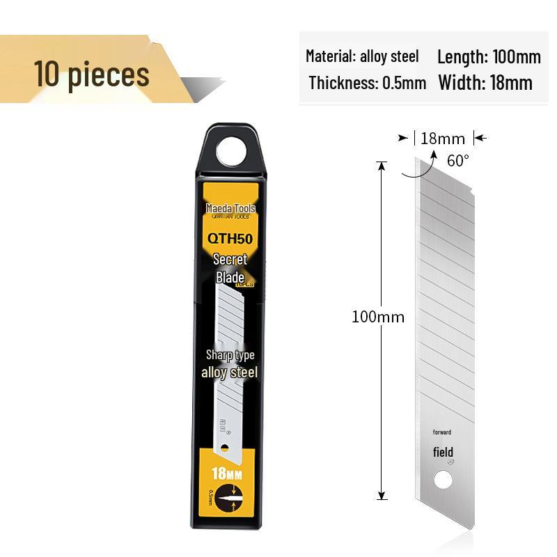 Maeda Schwerlast schwarzes Edelstahl-Utility-Messer: 6-in-1 Tapeten- und Paketmesser in Industriequalität