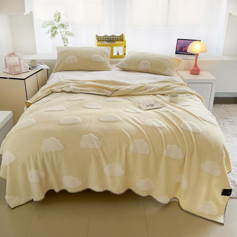Cute Bow Knot Thickened Coral Fleece Blanket,Warm  Office Nap Blanket, Winter Milk Fleece Blanket, Dormitory Cover Bed Blanket