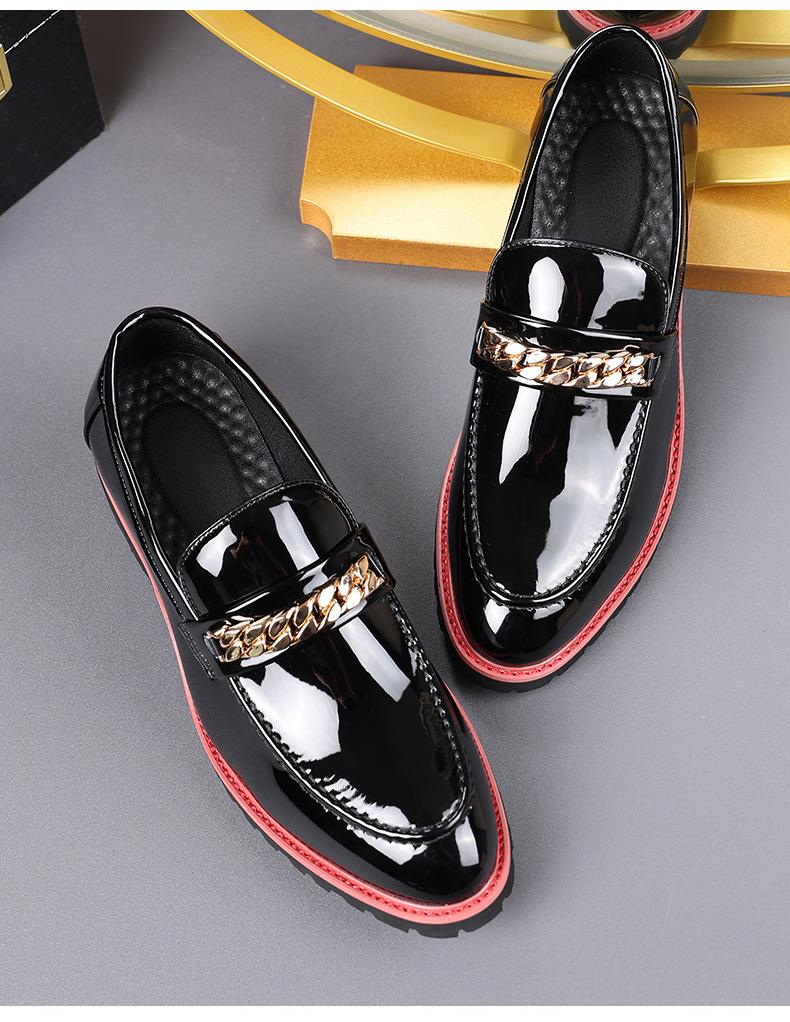 Fashion Men's Trendy Designer Classic Loafers Metal Chain Men's Slip-on Casual Leather Shoes Men Outdoor Party Wedding Shoe