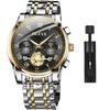 Men's Business Watch, Designer MetalStainless Steel Band, Analog Display, Stylish Casual Watch (Gold Band + Gold Dial)