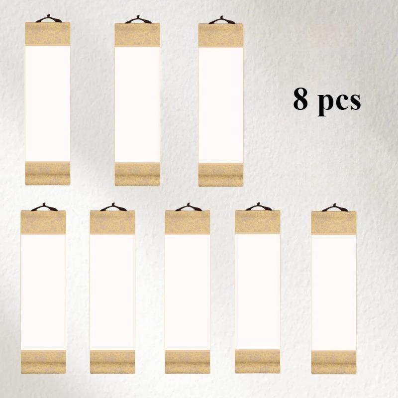 8 Blank Small Scrolls Traditional Chinese Painting Ancient Hanging Ornaments Calligraphy Scroll Xuan Paper Decoration Home Decor