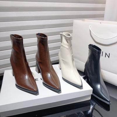 Fashion Pointed Toe Women Ankle Boots Fashion Elegant Soft Leather Shoes Thick Heel Women's Modern Short Booties