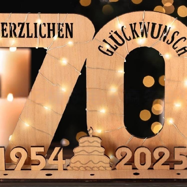 Elegant Wooden Number Figurine with LED Light String Stand for Birthday and Wedding Wood Sign Guest Book DIY Art Crafts