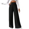 Women Pants Elastic High Waist Straight Wide Leg Casual Trousers Solid Color Sporty Style Long Pants Daily Wear