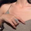 Adjustable Crystal Glamorous Ring With Dazzling Diamond Pattern For Women Modern