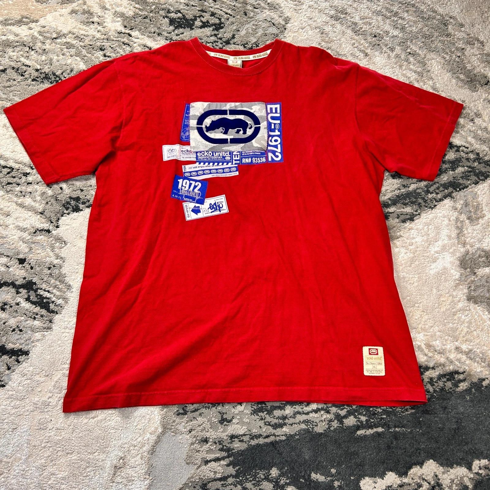 Ecko Unltd. The Classic T-shirt Men s XL Red 1972 Ecko Unlimited Golden Y2K 4XL
