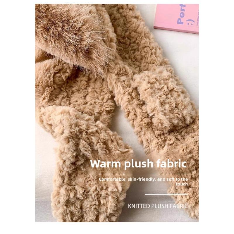 Winter Cute Little Sheep Plush Hat Women's Hat Scarf Integrated Thickened Cold Warm Sweet Lei Feng Hat