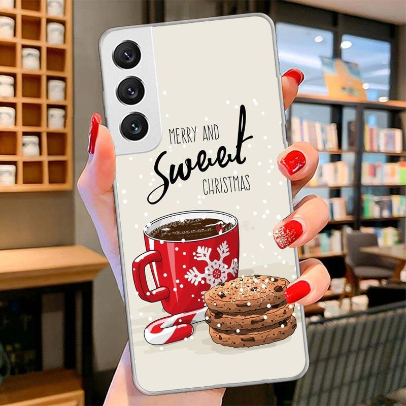 Winter Coffee Christmas Cover Phone Case For Samsung Galaxy S26 S25 Edge S24 Ultra S23 S22 Plus S21 S20 FE Soft Fundas Shell Gal