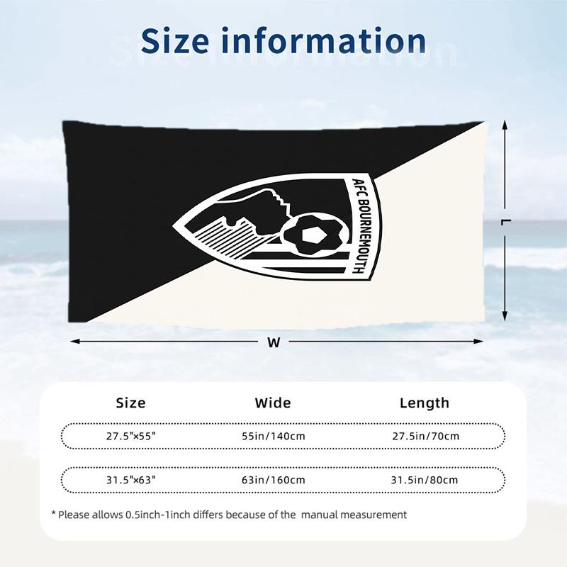 Bournemouth Football Beach Towel Soft Microfiber Summer Towel Quick Dry Absorbent Towel for Beach Swimming Pool Travel
