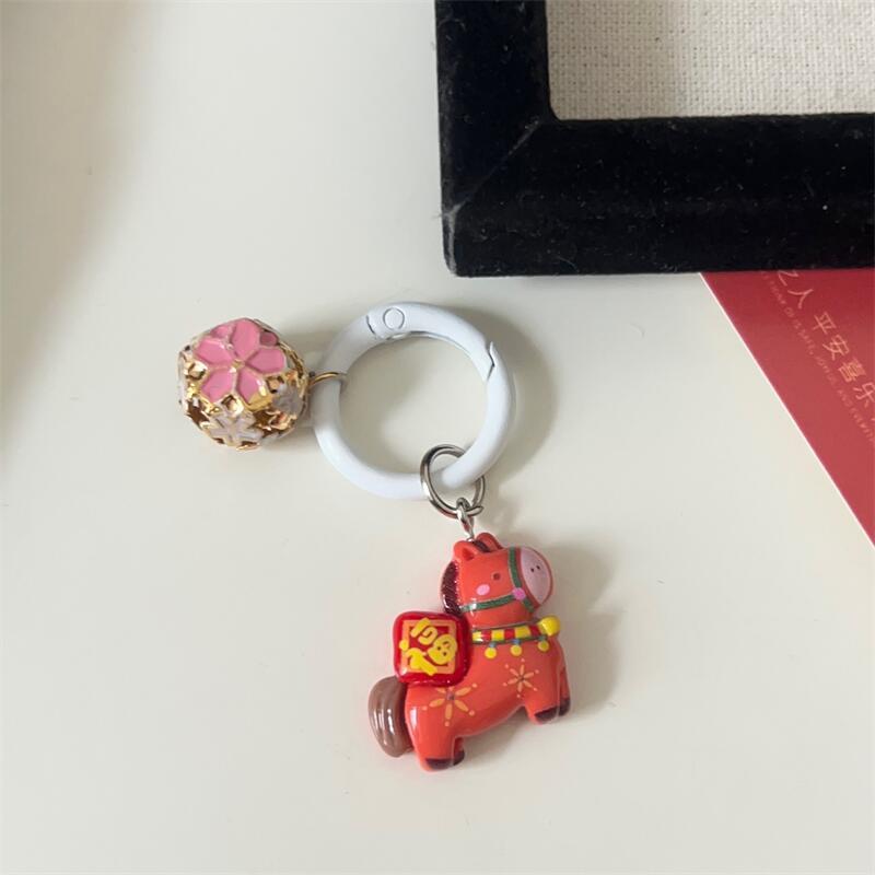 

1/5Pcs Cartoon Colored Good Fortune Pony Bell Keychain Zodiac Horse Pendant Backpack Hanging Decor Accessories Year Gift