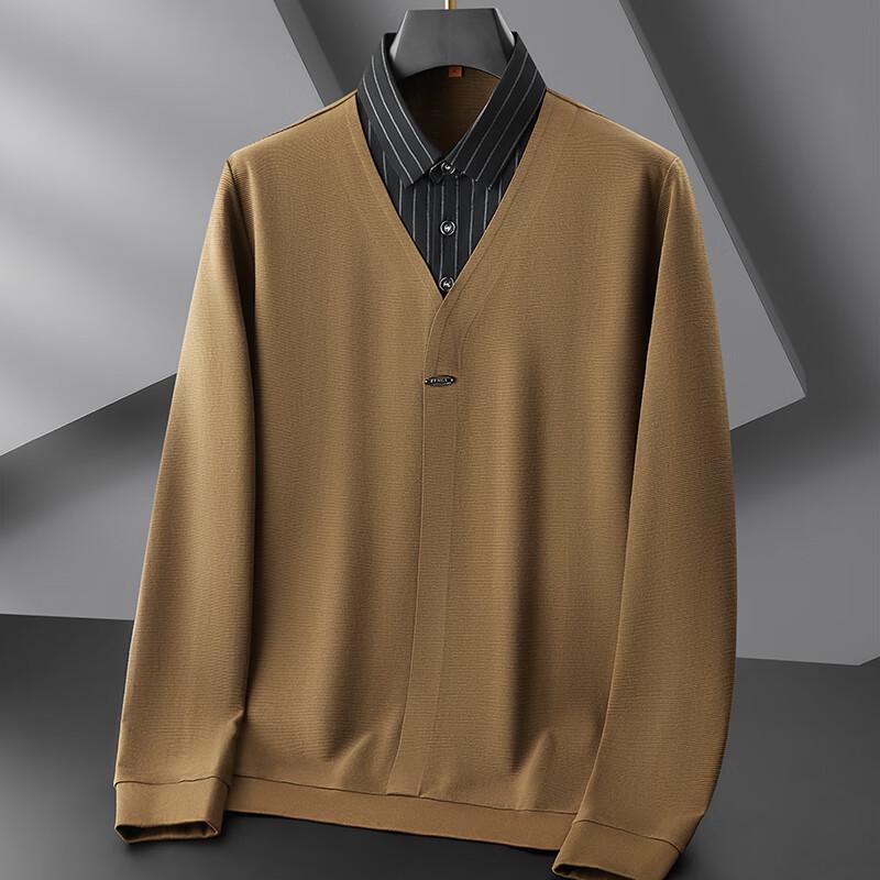 

Мужская трикотажная рубашка поло большого размера, имитация двух частей 7XL