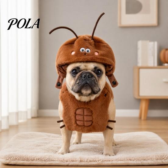 1 Set Funny Cockroach Pet Costume, Adjustable Headgear And Sleeveless Tank Top, Plush Cozy Outfit for Small Medium Dogs Cats Party Wear Sale Goods