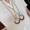 Circle Pendant Long Chain Necklace Stainless Steel Chain Sweater Chain  Party