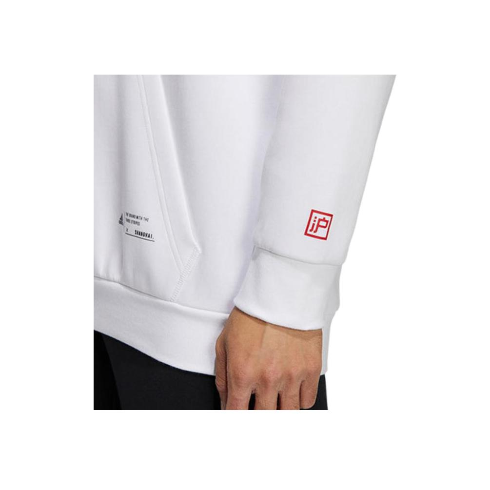 Adidas Shanghai Logo Print Hoodie Men Tops White HG0631