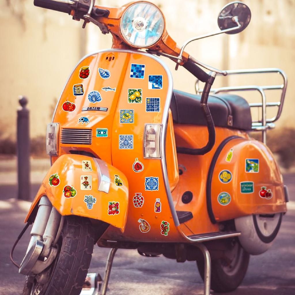 Nowe 50 naklejek w stylu śródziemnomorskim Kolor pomidorowy cytrynowy Jasne naklejki do dekoracji konta ręcznego komputera