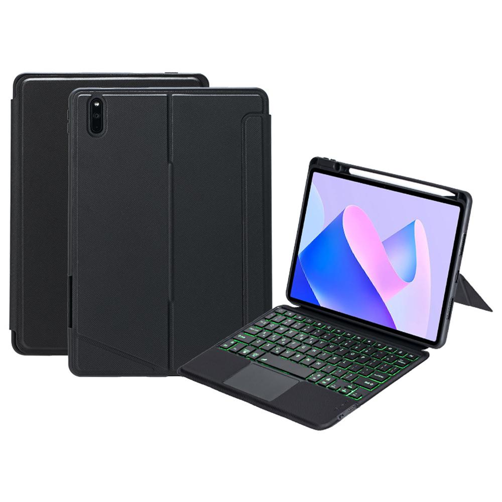 

THW13-AS For Huawei MatePad 11 (2023) Leather Stand Cover+Backlit Touchpad Bluetooth-compatible Keyboard A