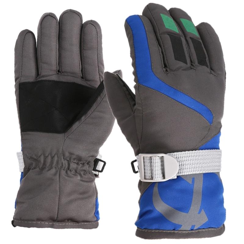 Anti Slip Snow Gloves Adjustable Wrist Strap Gloves Warm Mittens Outdoor Skiing Gloves Skating Essential for 3-16T Kids