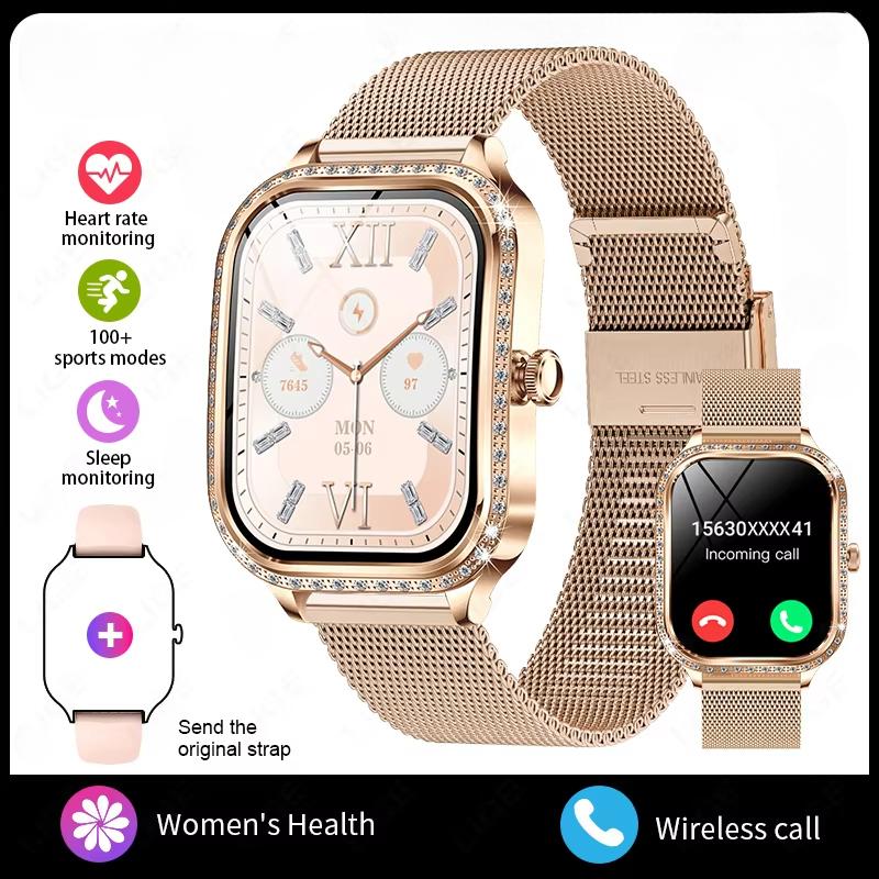 2025 New Smart Watch Women 1.75" HD Display Heart Rate Monitor IP68 Waterproof Sports Fitness BT Call Smartwatch For Lady Gift