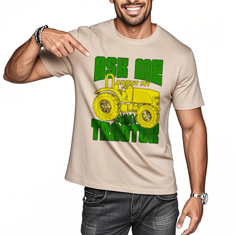 Funny tshirt Street Wear For man Oneck tshirt Ask Me About My Tractor Anime Teenagers Top tees Oversized Tshirt Fashion Tee