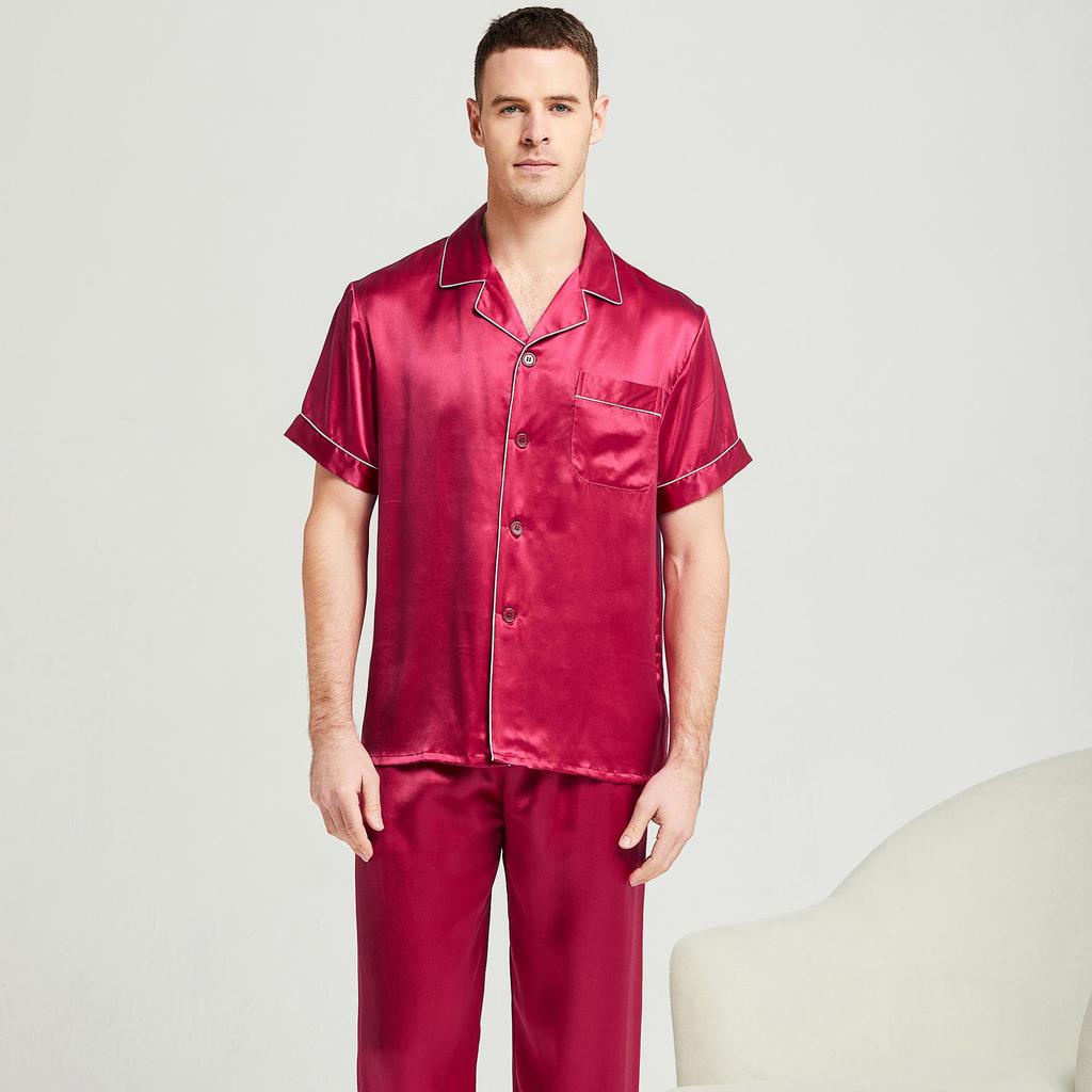 Men's Long Sleeve Silk Pajama Set - Summer Mulberry Silk Homewear 1188