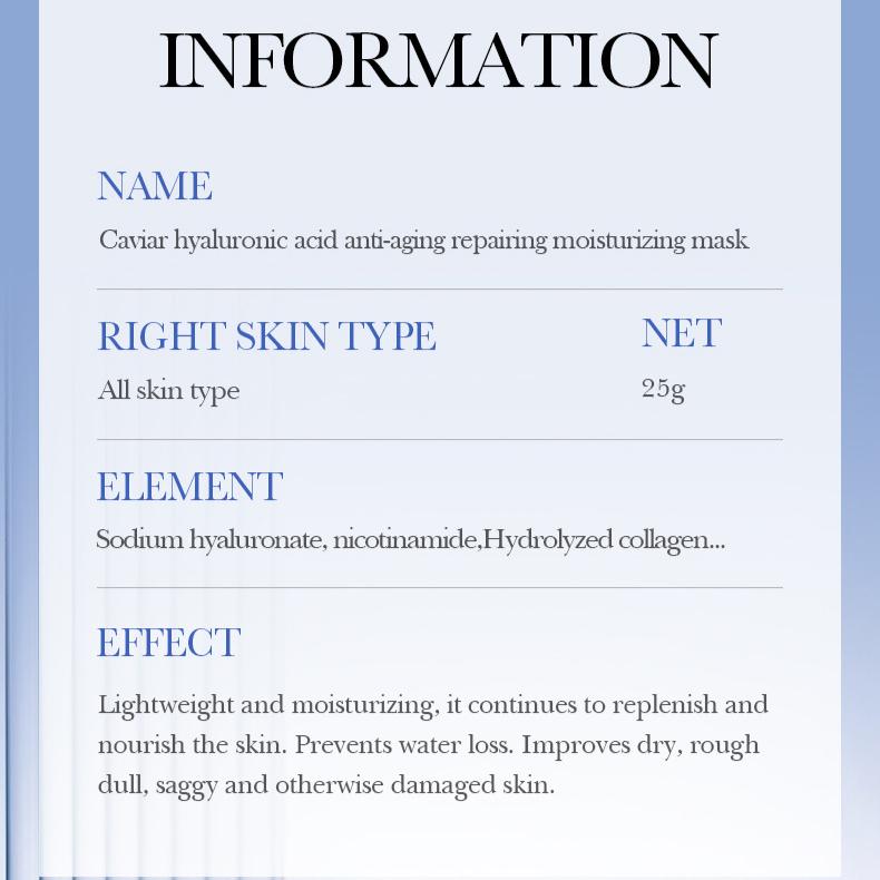 Kaviar Anti-Falten-Reparaturmaske 25g SADOER Hyaluronsäure Feuchtigkeitsmaske