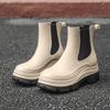 New medium tube rain shoes women's rubber shoes wear non-slip water boots thick-soled water shoes and fleece short rain boots