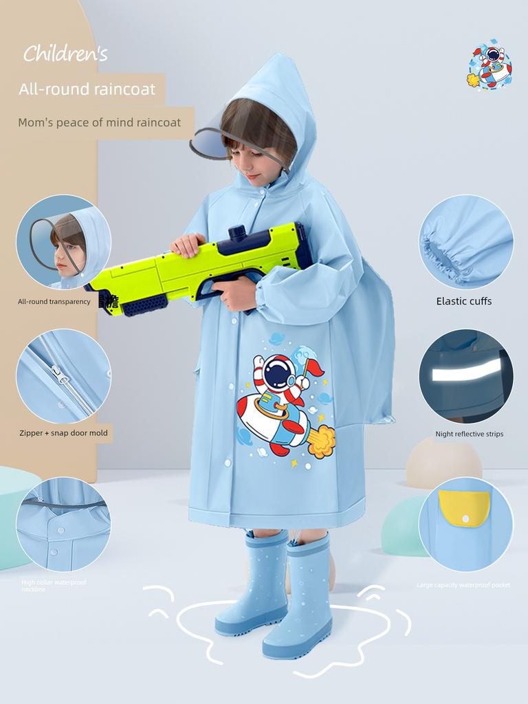 Children's Raincoat for Primary School Students, Long Style for Boys, Full-Body Protection Against Heavy Rain, Suitable for Boys and Girls Going to