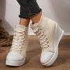 Fashion High Top Wedges Women Sneakers 2025 Autumn New Black Platform Sports Shoes Woman Lightweight Lace Up Casual Canvas Shoes