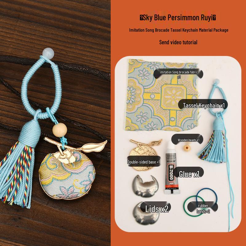 Handmade Gourd Brocade Ornament Keychain Material Kit - Mid-Autumn Festival Parent-Child Gift