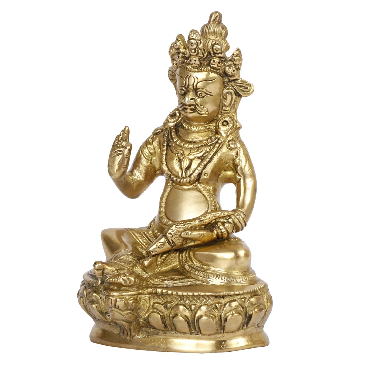 Golden Kuber Statue, Lord Kuber Kuvera Wealth God Kubera Statue, Brass, Gold
