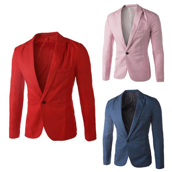Suit Casual Fine Workmanship Cotton Blend One Button Suit Blazer for Banquet