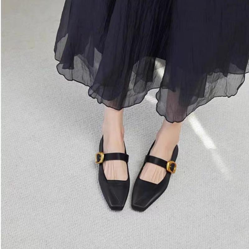 

Fashion 2025 New Pointed Toe High Heels Women Fashion Elegant Shallow Mary Jane Shoes Ladies Loafer Shoes Low Heel Dress Pumps 35 чёрный