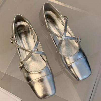 Fashion Low Heeled Mary Jane New Single Women Shoes 2025 Retro Thick Heeled Elegant Ballet Shoes Cross Buckle Shallow Soft Sole Shoes