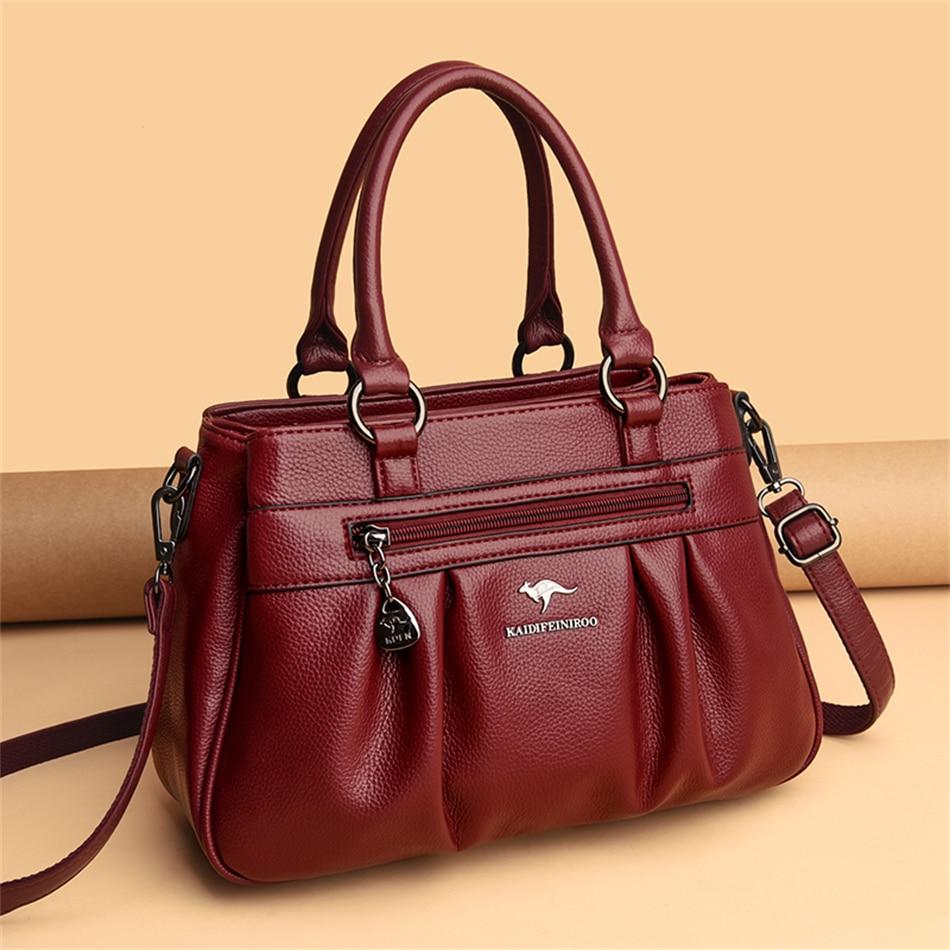 

Vintage Casual Womens Shoulder Bags High Quality Leather 3 Layer Large Capacity Tote Bag 2026 Ladies Designer Messenger Bags бордовый