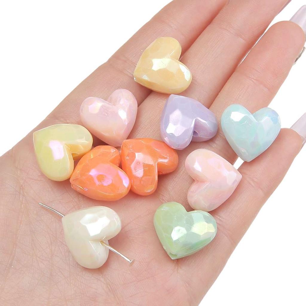 [19X17mm] Color-Plated Peach Heart Beads  Cream Heart-Shaped Beads DIY Handmade Jewelry Accessories