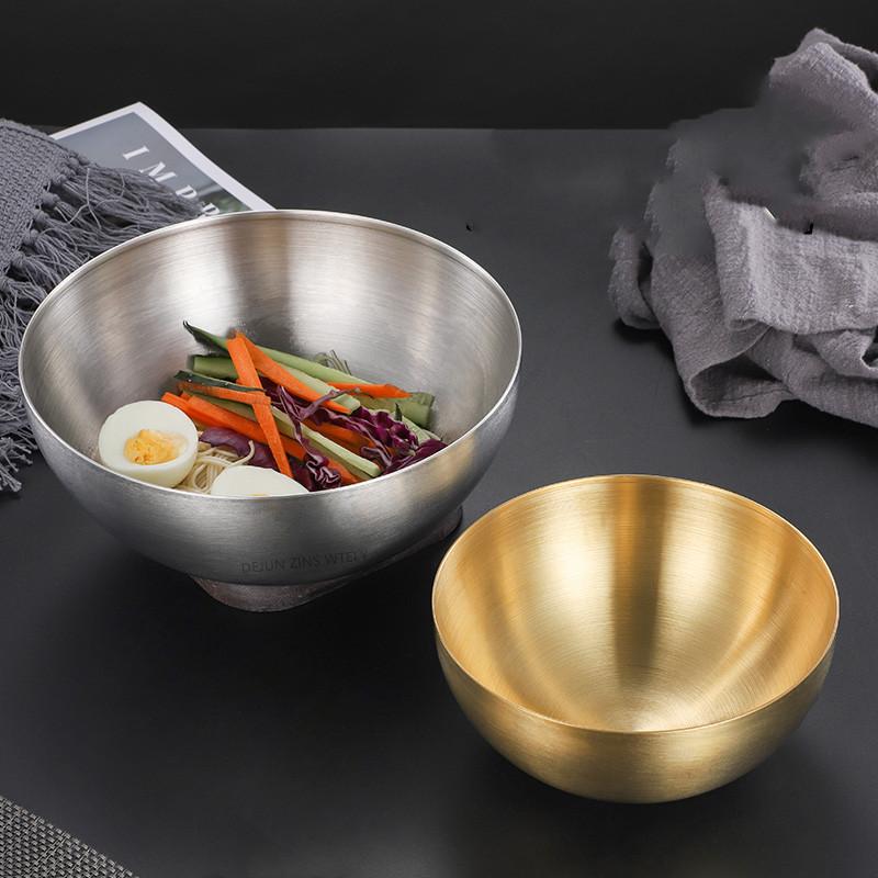1PC High Quality Kitchen Cutlery Soup Bowl Household Mixed Rice Fruit Salad Bowl Korean 304 Stainless Steel Ramen Noodles Bowl