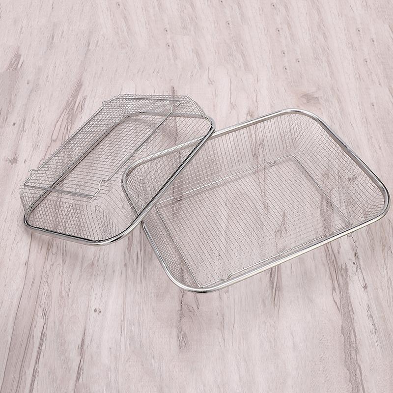 Stainless Steel Air Fryer Grill Mesh Basket Non Stick Tray for Oil Free Roasting and Crisping Home Cooking Accessory