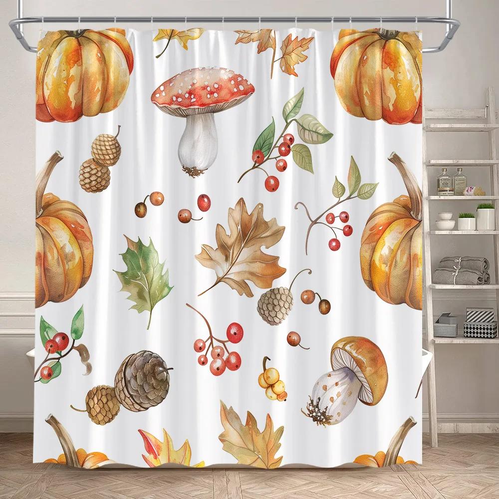 Cartoon Animals Shower Curtains Cute Fox Lion Deer Rabbit Autumn Floral Plant Kids Bath Curtain Polyester Bathroom Bathtub Dec